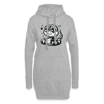 Serpent N&B - Sweat-shirt à capuche long Femme - gris chiné - Devant