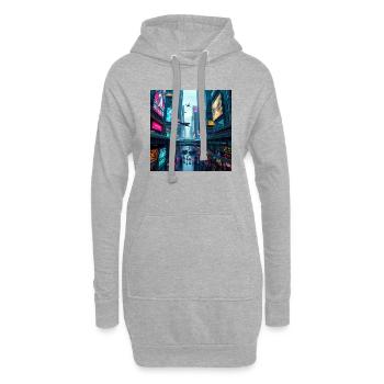 Paysage urbain futuriste au néon : une vision vibrante - Sweat-shirt à capuche long Femme - gris chiné - Devant