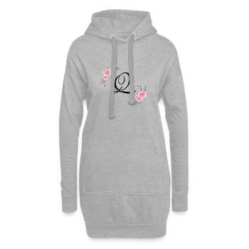 Rosa Blumenbuchstabe q - Hoodie-Kleid - Grau meliert - Vorne