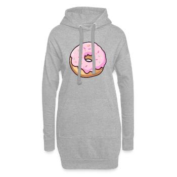 Pinker Zucker Donut - Hoodie-Kleid - Grau meliert - Vorne