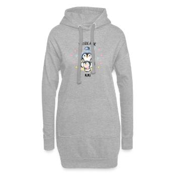 Ich liebe meine Mama Pinguin - Hoodie-Kleid - Grau meliert - Vorne