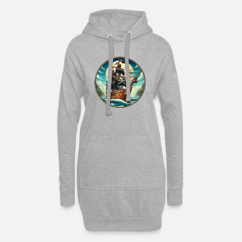 Piratenschiff groß - Hoodie-Kleid - Grau meliert