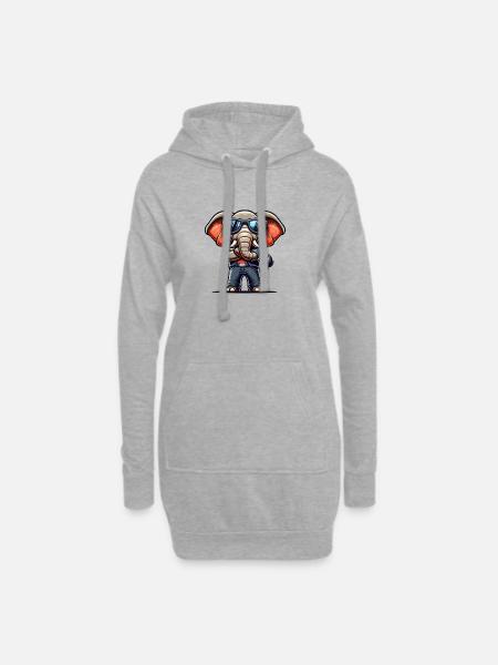 elefant comic sonnenbrille - Hoodie-Kleid - Grau meliert