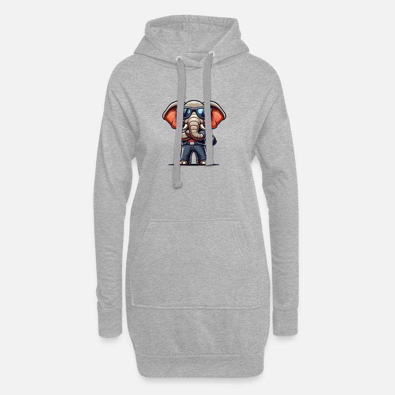 elefant comic sonnenbrille - Hoodie-Kleid - Grau meliert
