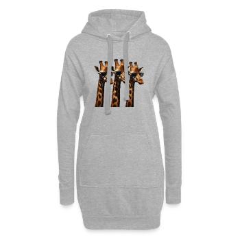 3 Giraffen mit Sonnenbrillen - Hoodie-Kleid - Grau meliert - Vorne