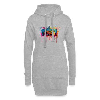 Retro Design Kassette - Hoodie-Kleid - Grau meliert - Vorne