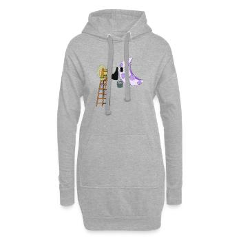 SUR LA LUNE - Sweat-shirt à capuche long Femme - gris chiné - Devant