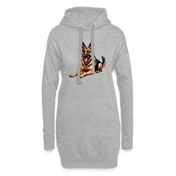 Deutscher Schäferhund German Shepherd dog Owczarek - Hoodie-Kleid - Grau meliert - Vorne