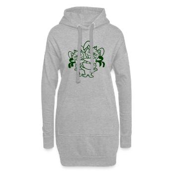 2 Bunnies Monster Friends Mange des carottes Carottes - Sweat-shirt à capuche long Femme - gris chiné - Devant