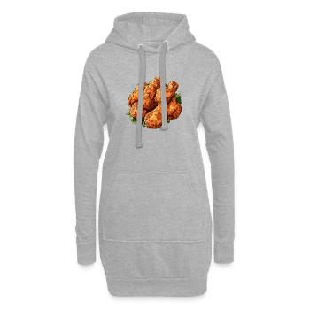 Fried Chicken Frittiertes Hühnchen Chicken Wings - Hoodie-Kleid - Grau meliert - Vorne
