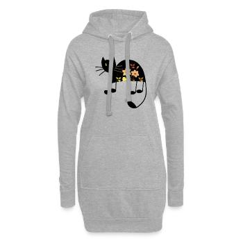 Katze - Hoodie-Kleid - Grau meliert - Vorne