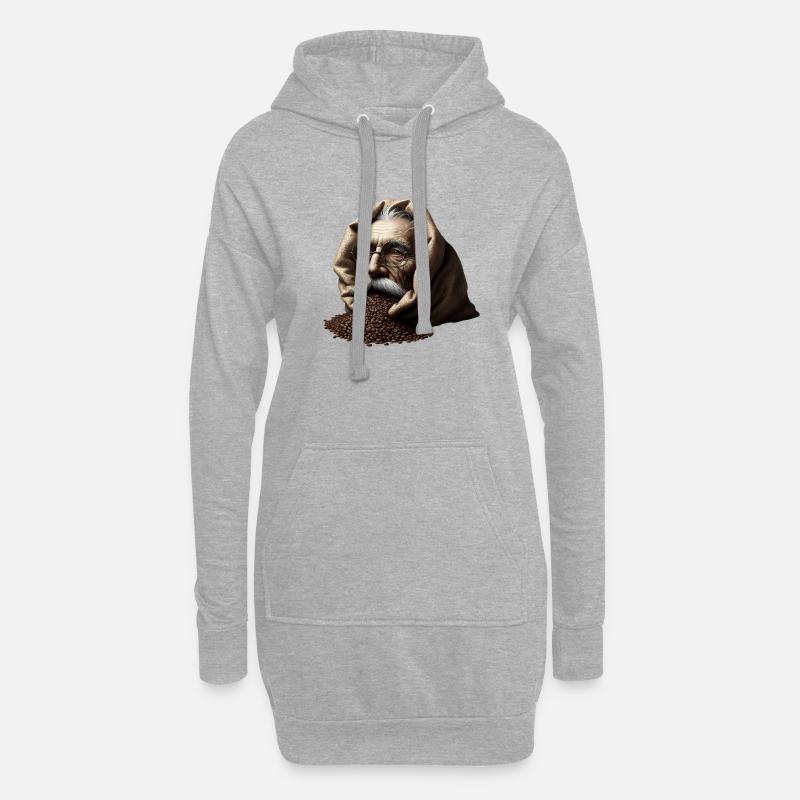 Mann in Kaffeebohnen - Hoodie-Kleid - Grau meliert