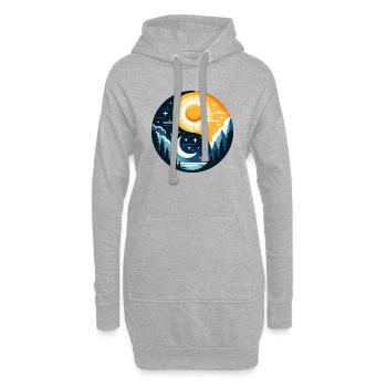 Yin Yang Soleil et Lune - Sweat-shirt à capuche long Femme - gris chiné - Devant