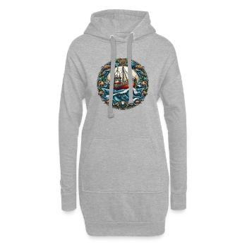 Bateau de pêche - Sweat-shirt à capuche long Femme - gris chiné - Devant