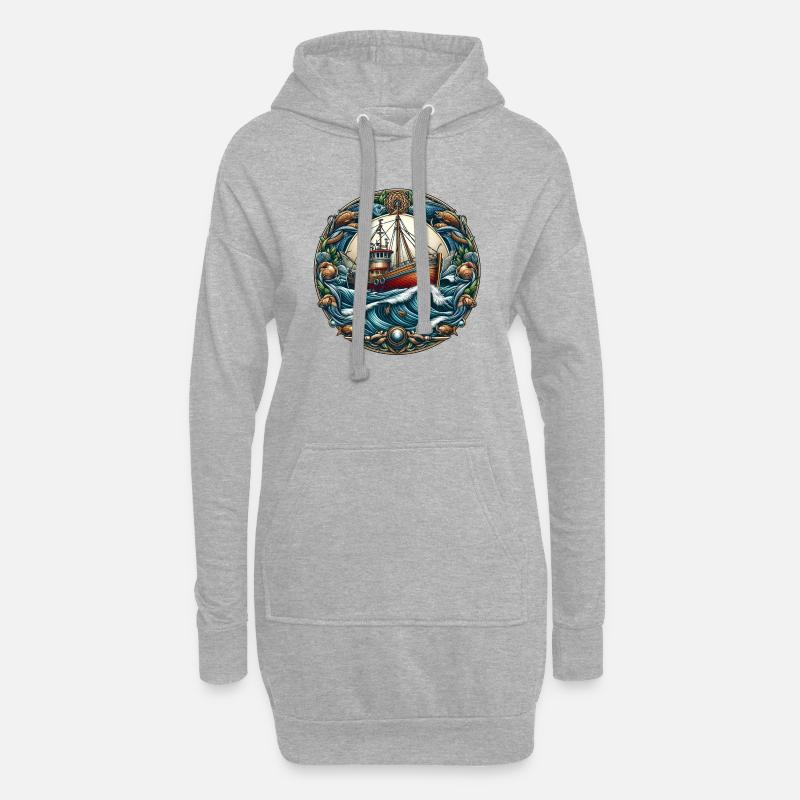 Fischkutter - Hoodie-Kleid - Grau meliert