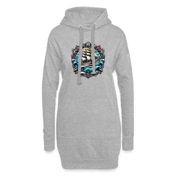 Logo du voilier - Sweat-shirt à capuche long Femme - gris chiné - Devant