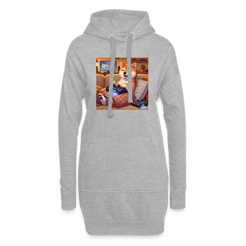 Shiba Inu jouant à des jeux vidéo - Sweat-shirt à capuche long Femme - gris chiné - Devant