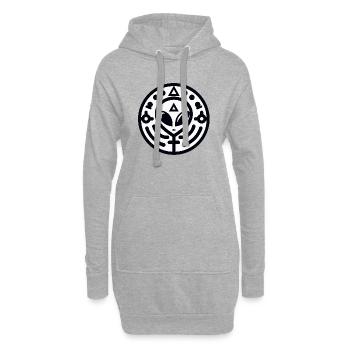Geometrisches Alien-Logo - Hoodie-Kleid - Grau meliert - Vorne