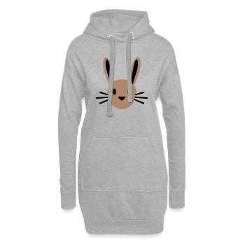 Hase Kaninchen Häschen Cartoon Kleintier niedlich - Hoodie-Kleid - Grau meliert - Vorne