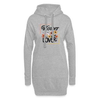 Blumenliebhaber Buntes Blumendesign Text Kunst - Hoodie-Kleid - Grau meliert - Vorne