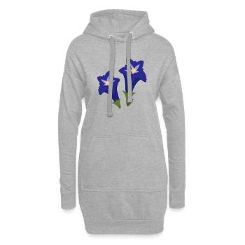 fleurs de gentiane bleue - Sweat-shirt à capuche long Femme - gris chiné - Devant