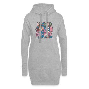 Blumenliebhaber Buntes Blumendesign Text Kunst - Hoodie-Kleid - Grau meliert - Vorne
