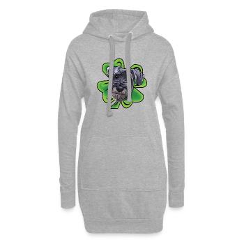 Schnauzer moyen avec trèfle - Sweat-shirt à capuche long Femme - gris chiné - Devant