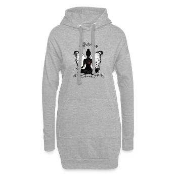 Meditationsengel - Hoodie-Kleid - Grau meliert - Vorne