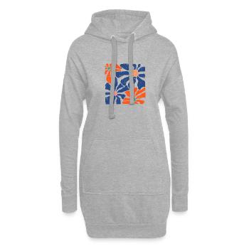 Groovy Retro Blumen in Blau und Orange - Hoodie-Kleid - Grau meliert - Vorne
