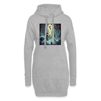 Adam et Eve et le fruit de l’arbre de la sagesse - Sweat-shirt à capuche long Femme - gris chiné - Devant