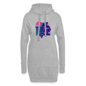 Retro-Futuristisches KI-T-Shirt-Design - Hoodie-Kleid - Grau meliert - Vorne