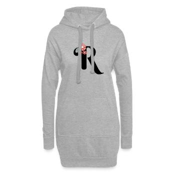 Lettre r fleurs minimalistes - Sweat-shirt à capuche long Femme - gris chiné - Devant