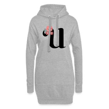 Lettre u fleurs minimalistes - Sweat-shirt à capuche long Femme - gris chiné - Devant