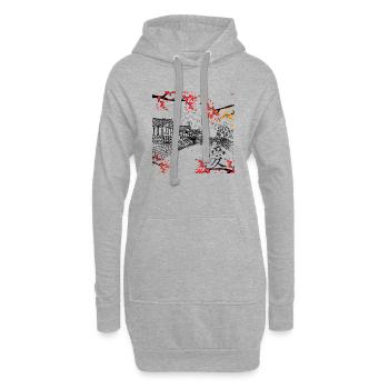 Chinesischer Liebescharakter, 爱, traditionelle chinesische Kunst - Hoodie-Kleid - Grau meliert - Vorne