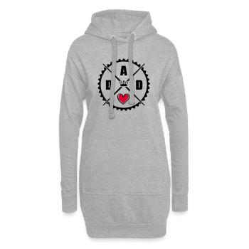 Papa Coeur - Sweat-shirt à capuche long Femme - gris chiné - Devant