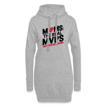 Les mamans : les vraies - Sweat-shirt à capuche long Femme - gris chiné - Devant