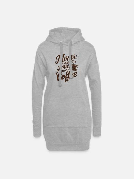 Moms: Powered by Love, Fueled by Coffee - Hoodie Dress - heather grey