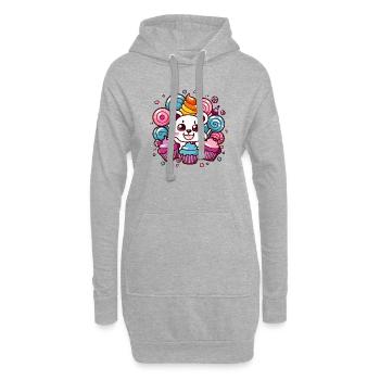 Kawaii Anime – Süßes Manga Design für Otakus Teddy - Hoodie-Kleid - Grau meliert - Vorne