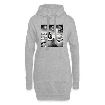 Drôle pingouin OVNI Alien Alien espace extra-atmosphérique - Sweat-shirt à capuche long Femme - gris chiné - Devant