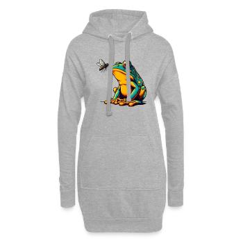 La grenouille et la mouche - Sweat-shirt à capuche long Femme - gris chiné - Devant