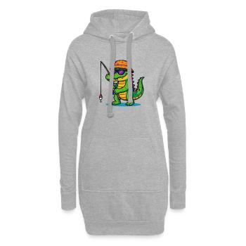 Krokodil Angeln - Hoodie-Kleid - Grau meliert - Vorne