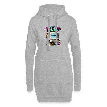 Buffering Since Y2K - Hoodie-Kleid - Grau meliert - Vorne