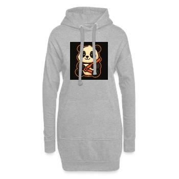 Panda cool attaché - Sweat-shirt à capuche long Femme - gris chiné - Devant