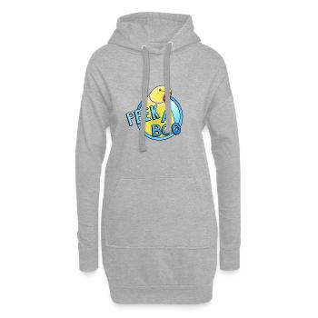 gelber Halsbandsittich „Peek-a-boo“ - Hoodie-Kleid - Grau meliert - Vorne