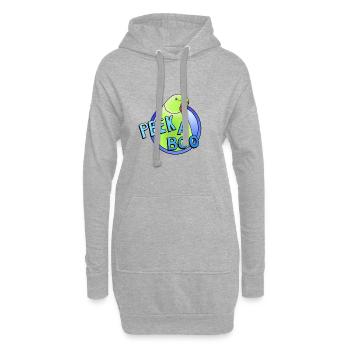 grüner Halsbandsittich „Peek-a-boo“ - Hoodie-Kleid - Grau meliert - Vorne