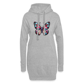 Mehrfarbiger Schmetterling, Symbol der Leichtigkeit - Hoodie-Kleid - Grau meliert - Vorne