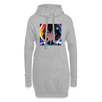 Fille fantastique dans l’espace - Sweat-shirt à capuche long Femme - gris chiné - Devant