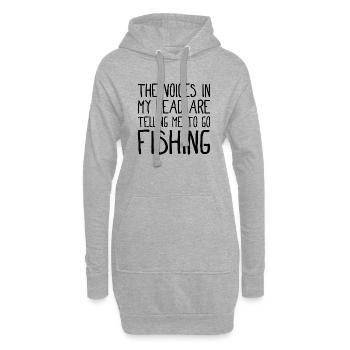 Les voix dans ma tête me disent d’aller à la pêche - Sweat-shirt à capuche long Femme - gris chiné - Devant
