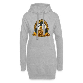 Lustiger Pinguin Spaghetti Nudeln Pasta Italien - Hoodie-Kleid - Grau meliert - Vorne