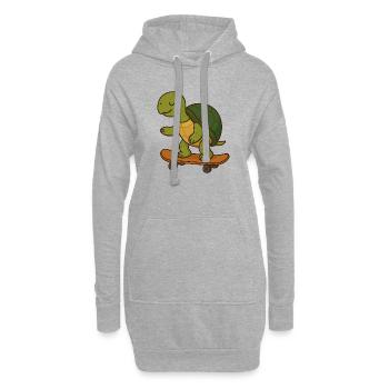 Skater Turtle – Coole Schildkröte auf Skateboard - Hoodie-Kleid - Grau meliert - Vorne
